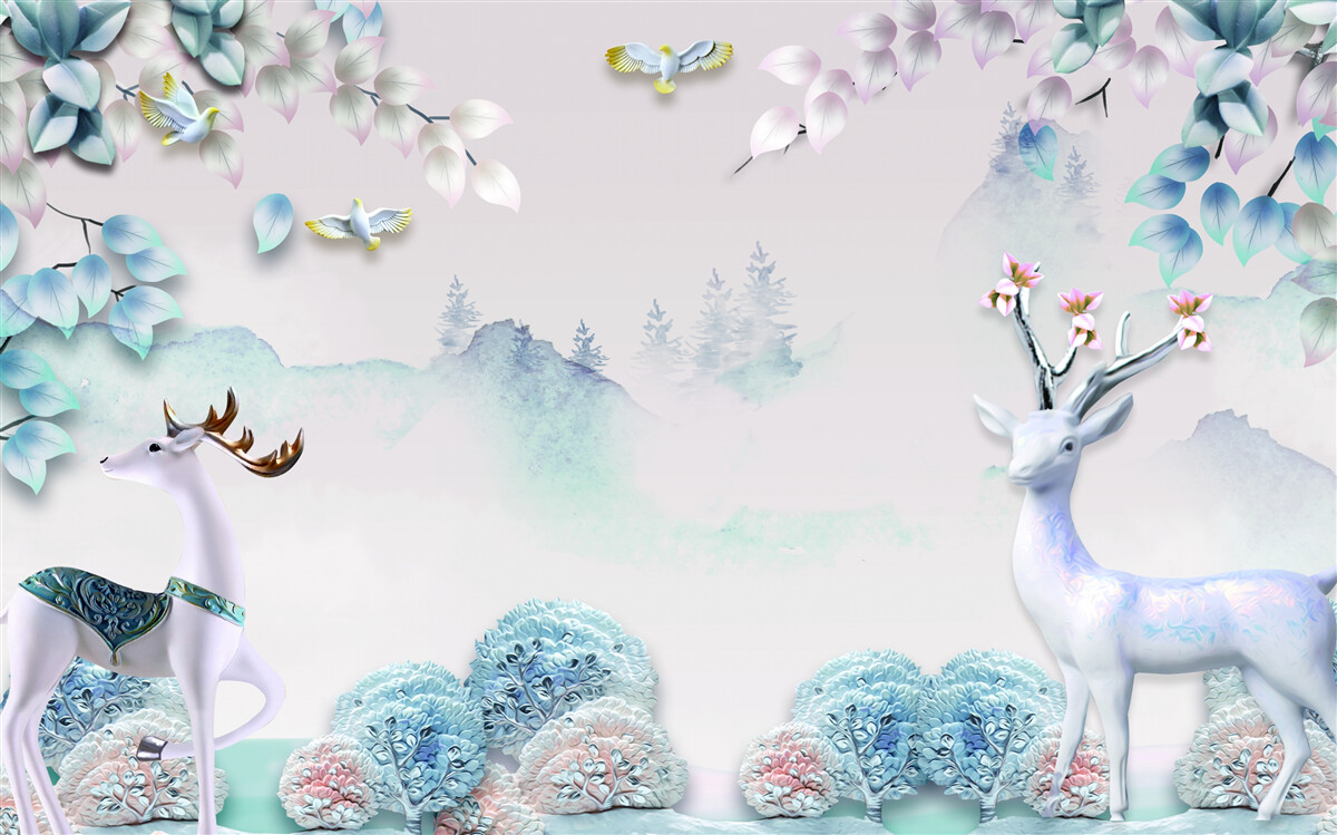 Fototapeta jeleň sa túla v hustej hmle