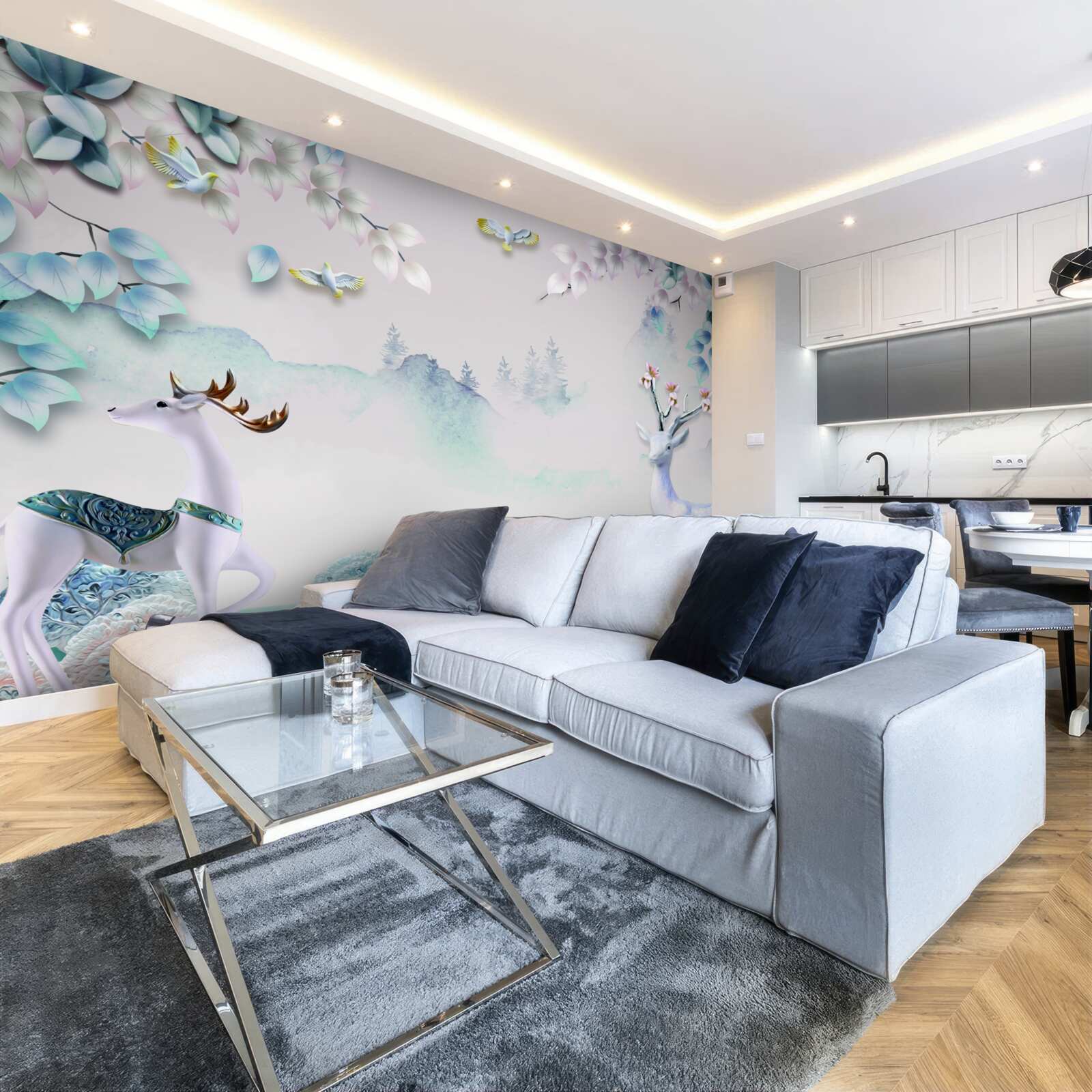 Fototapeta jeleň sa túla v hustej hmle