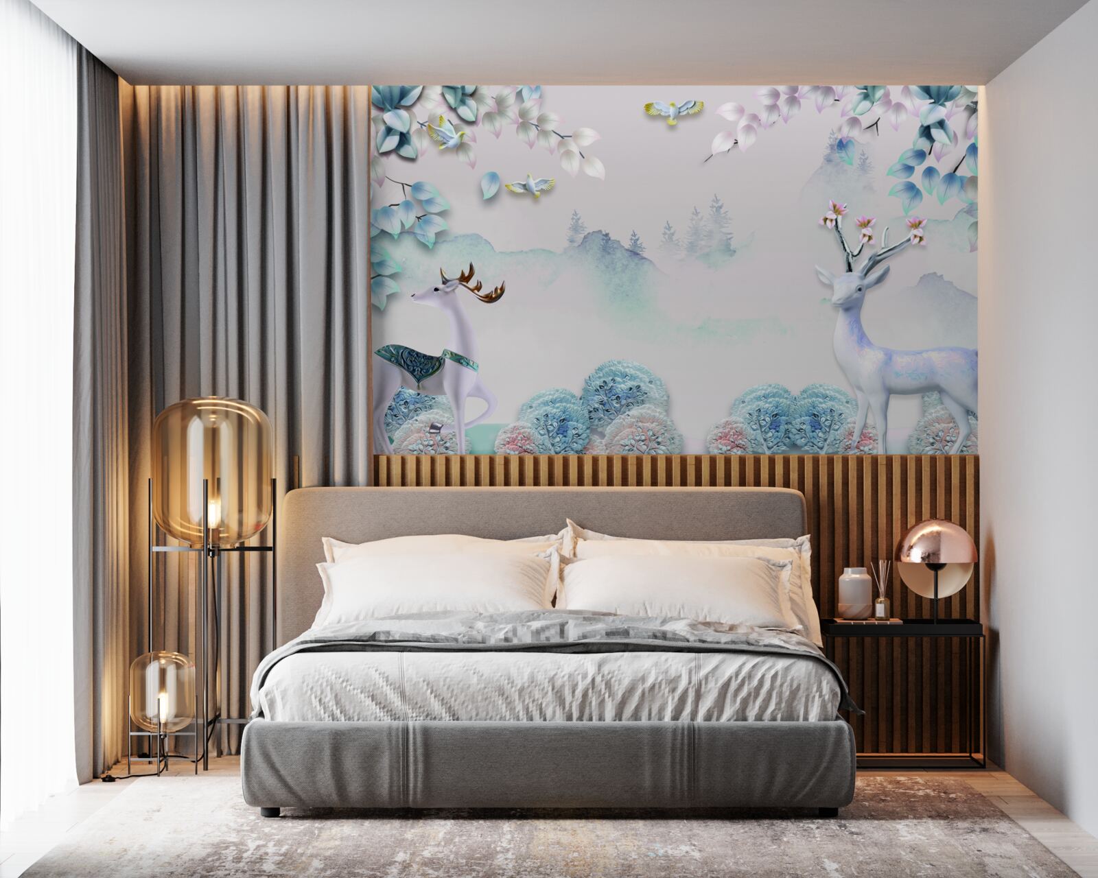 Fototapeta jeleň sa túla v hustej hmle