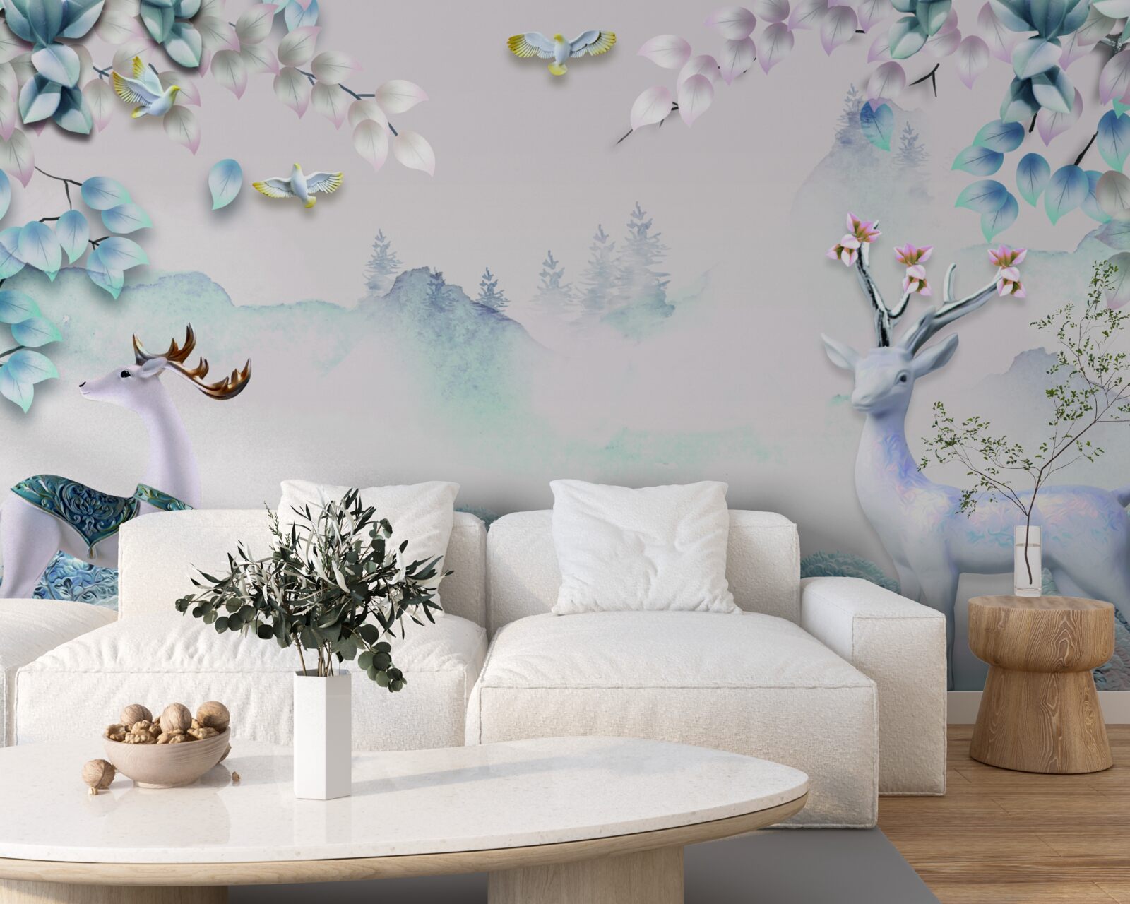 Fototapeta jeleň sa túla v hustej hmle