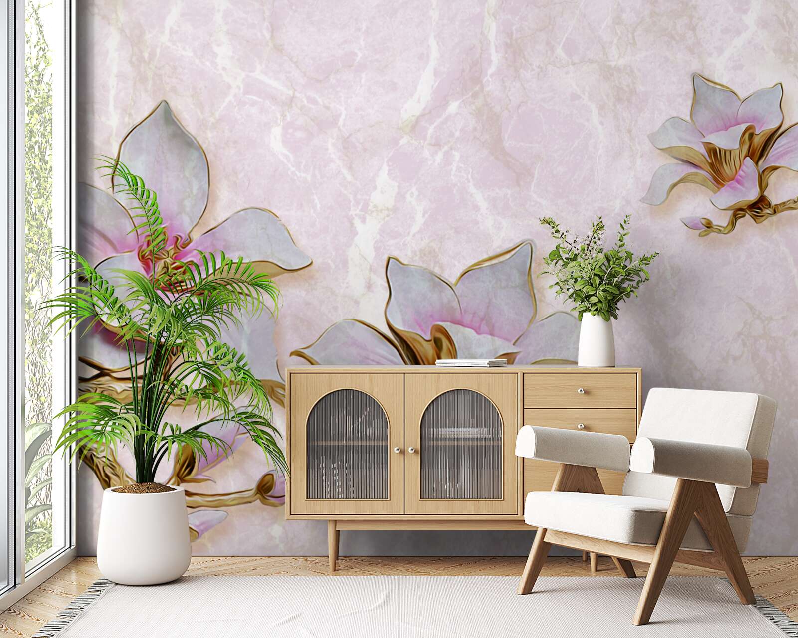 Fototapeta Snehobiele konáre magnólie na jemnom pozadí