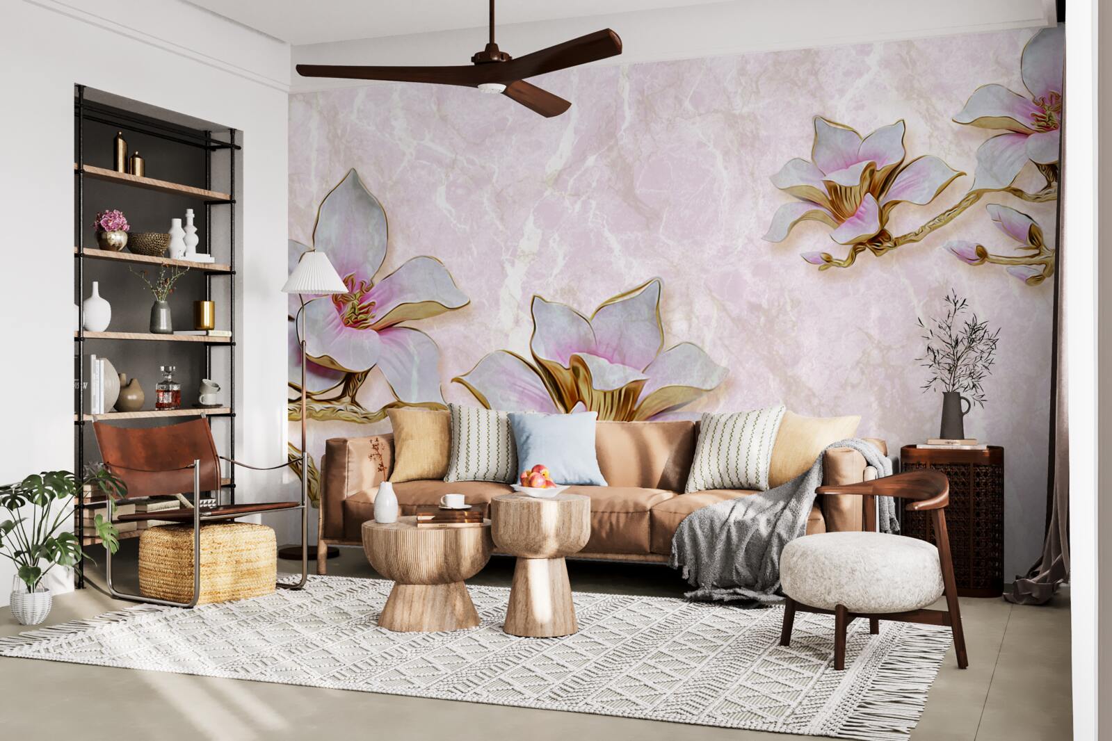 Fototapeta Snehobiele konáre magnólie na jemnom pozadí