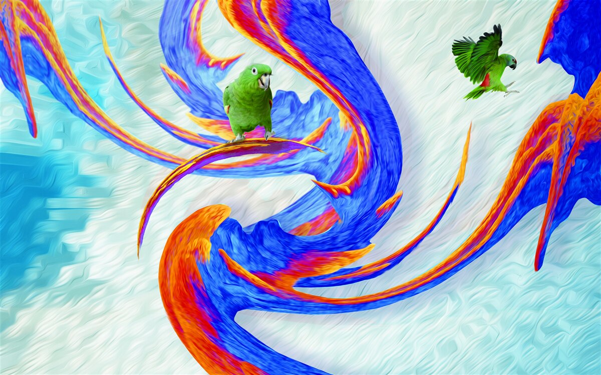 Fototapeta abstrakcia papagájov na strome