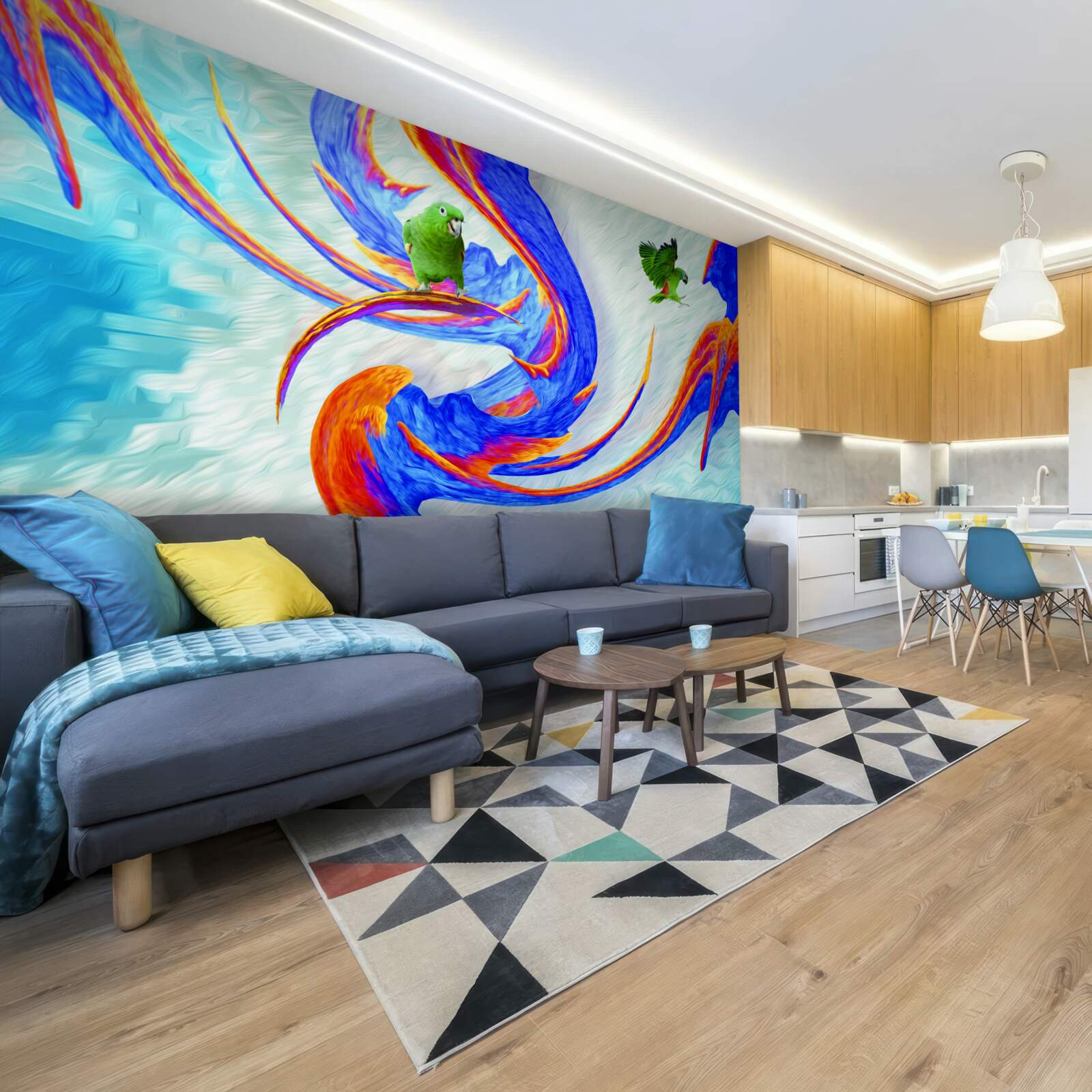 Fototapeta abstrakcia papagájov na strome