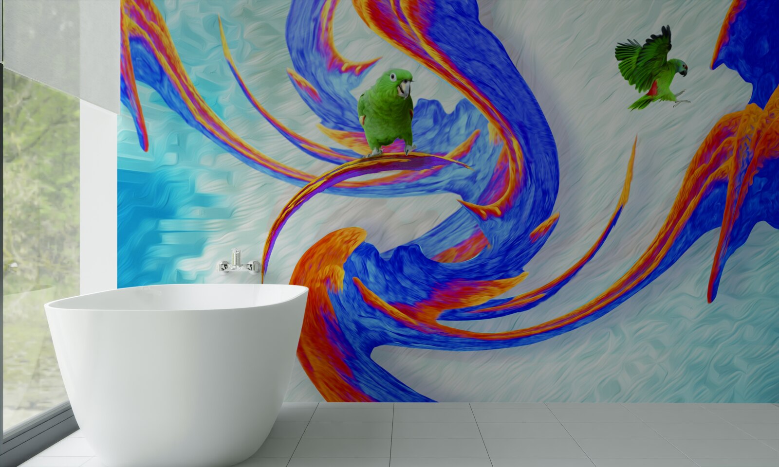 Fototapeta abstrakcia papagájov na strome