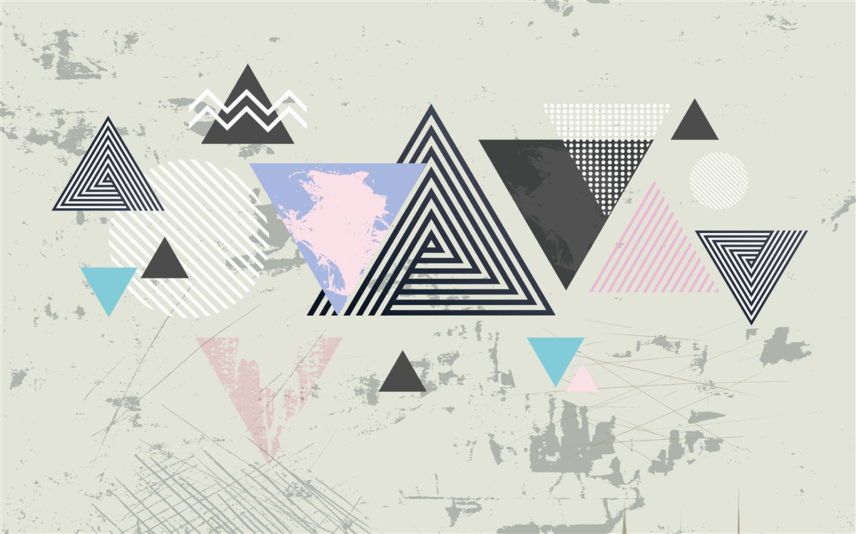 Fototapeta trojuholníkové tvary na sivom pozadí