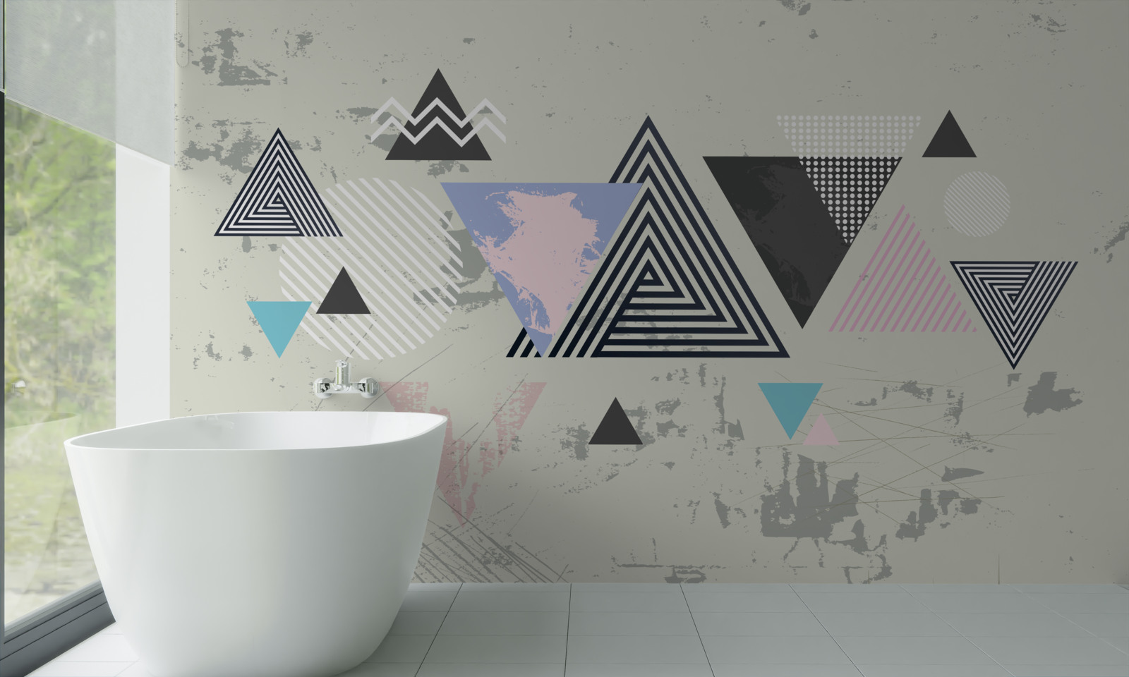 Fototapeta trojuholníkové tvary na sivom pozadí