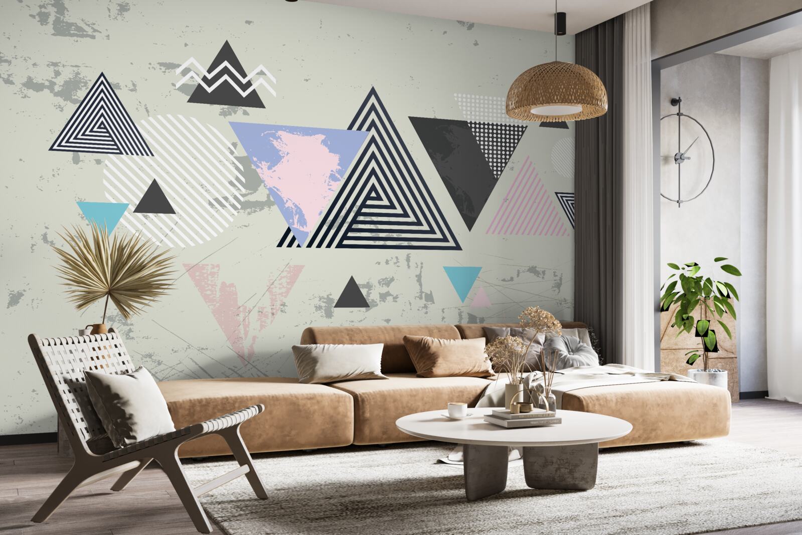 Fototapeta trojuholníkové tvary na sivom pozadí