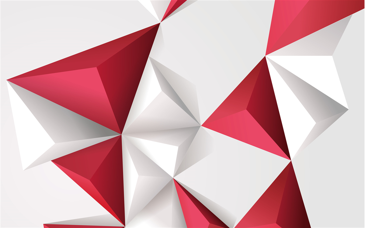Fototapeta trojuholníky v bielej a červenej farbe s objemom