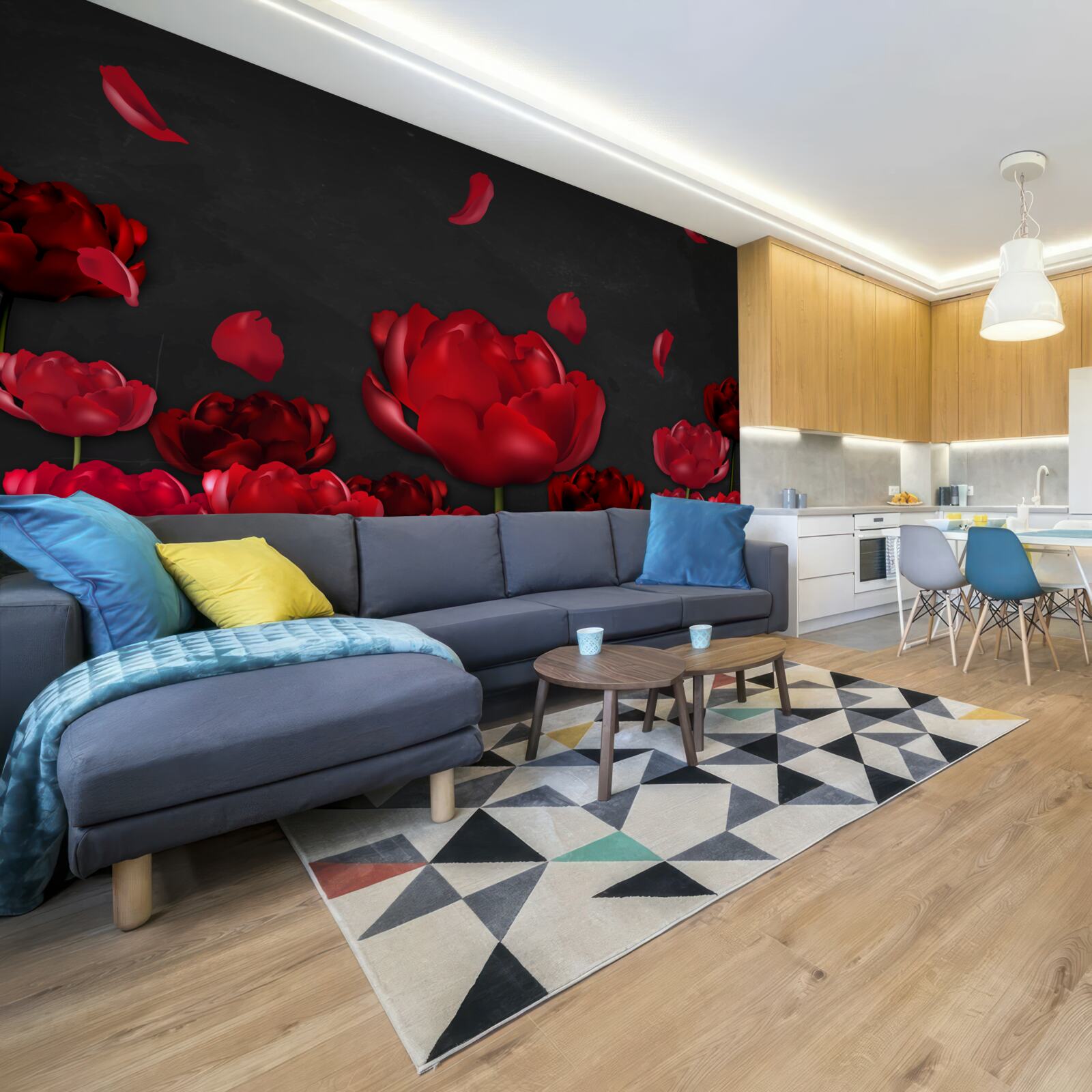 Fototapeta červené padajúce ruže