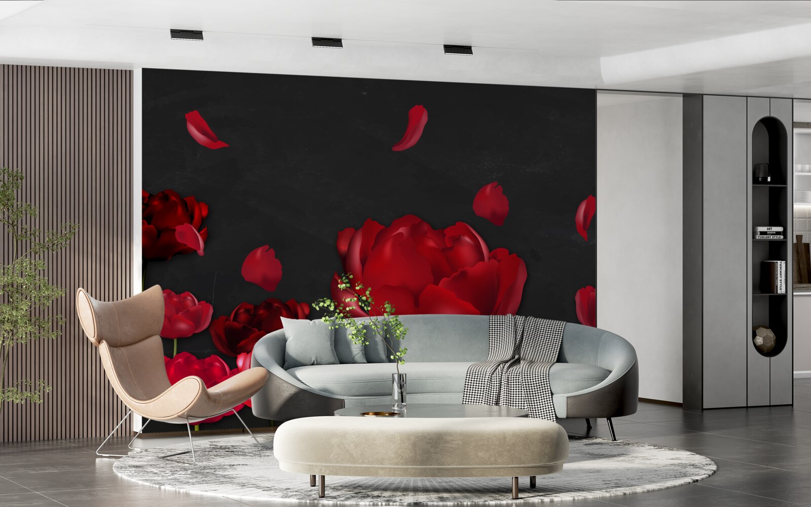 Fototapeta červené padajúce ruže