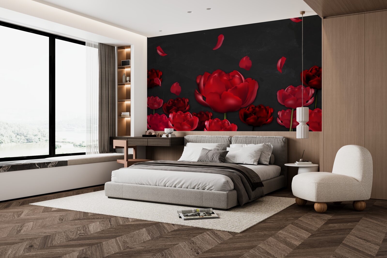 Fototapeta červené padajúce ruže