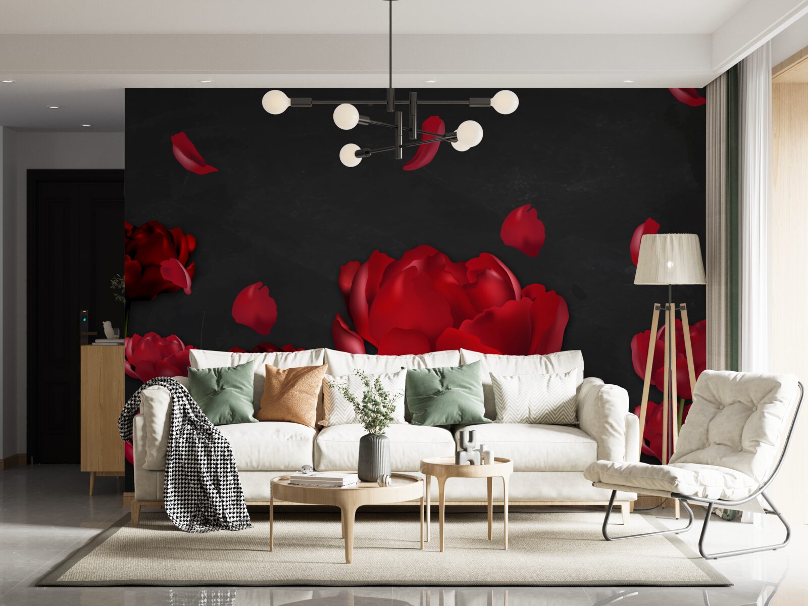 Fototapeta červené padajúce ruže