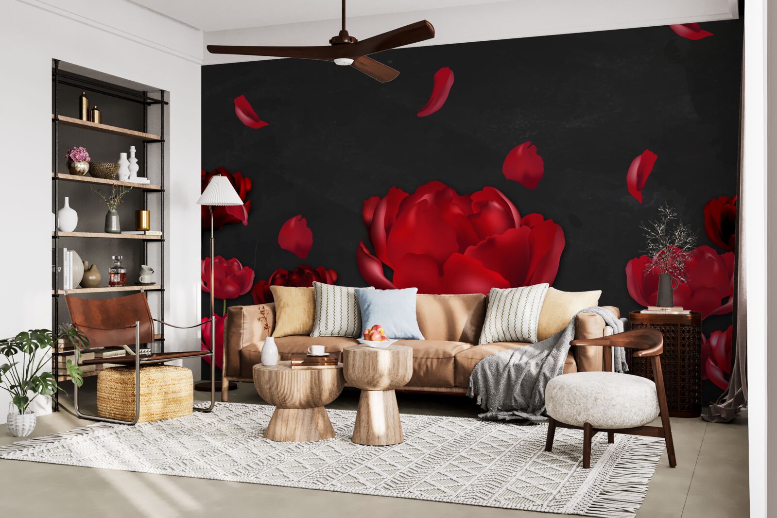 Fototapeta červené padajúce ruže