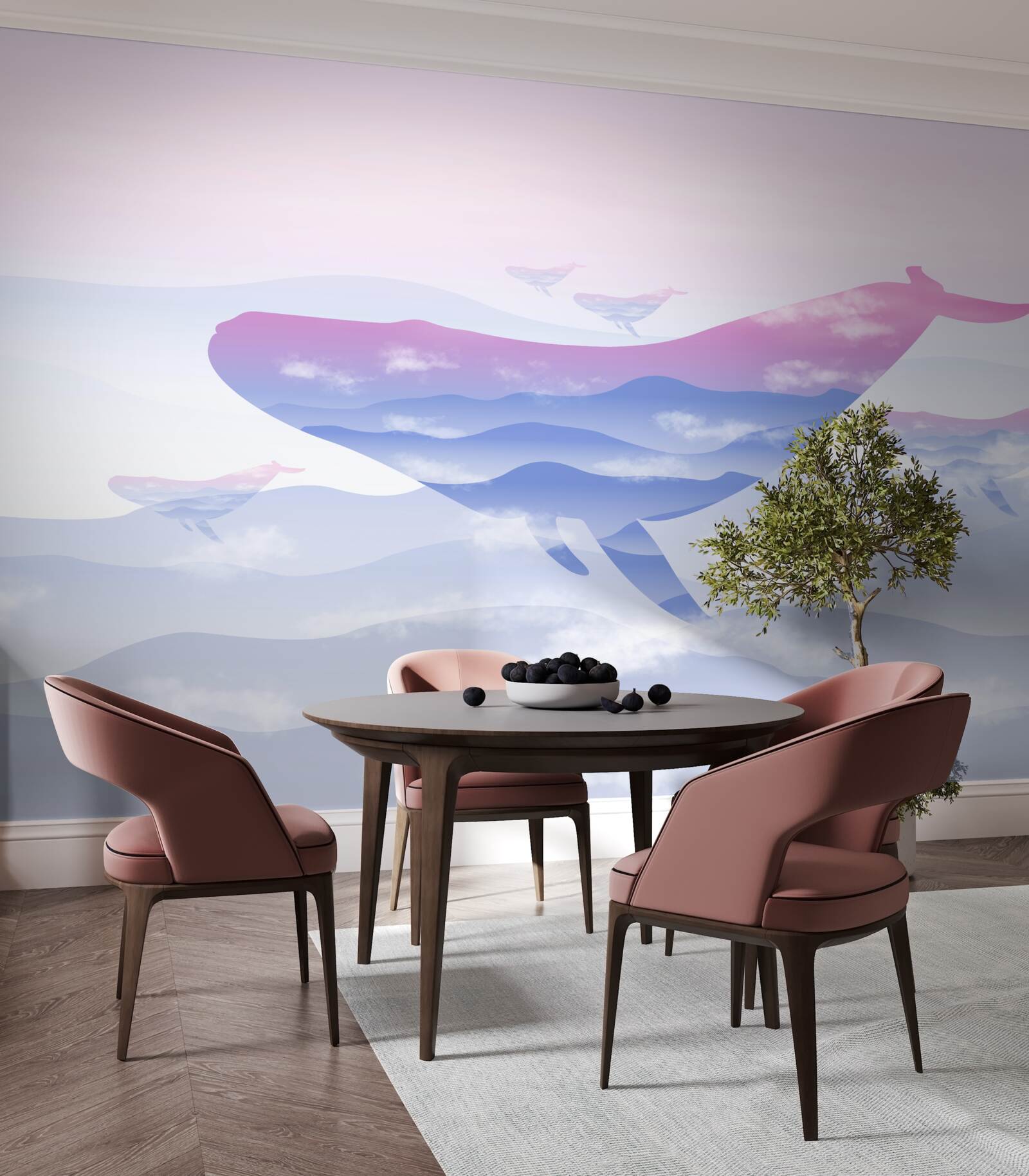 Fototapeta veľryba vznášajúca sa medzi oblakmi