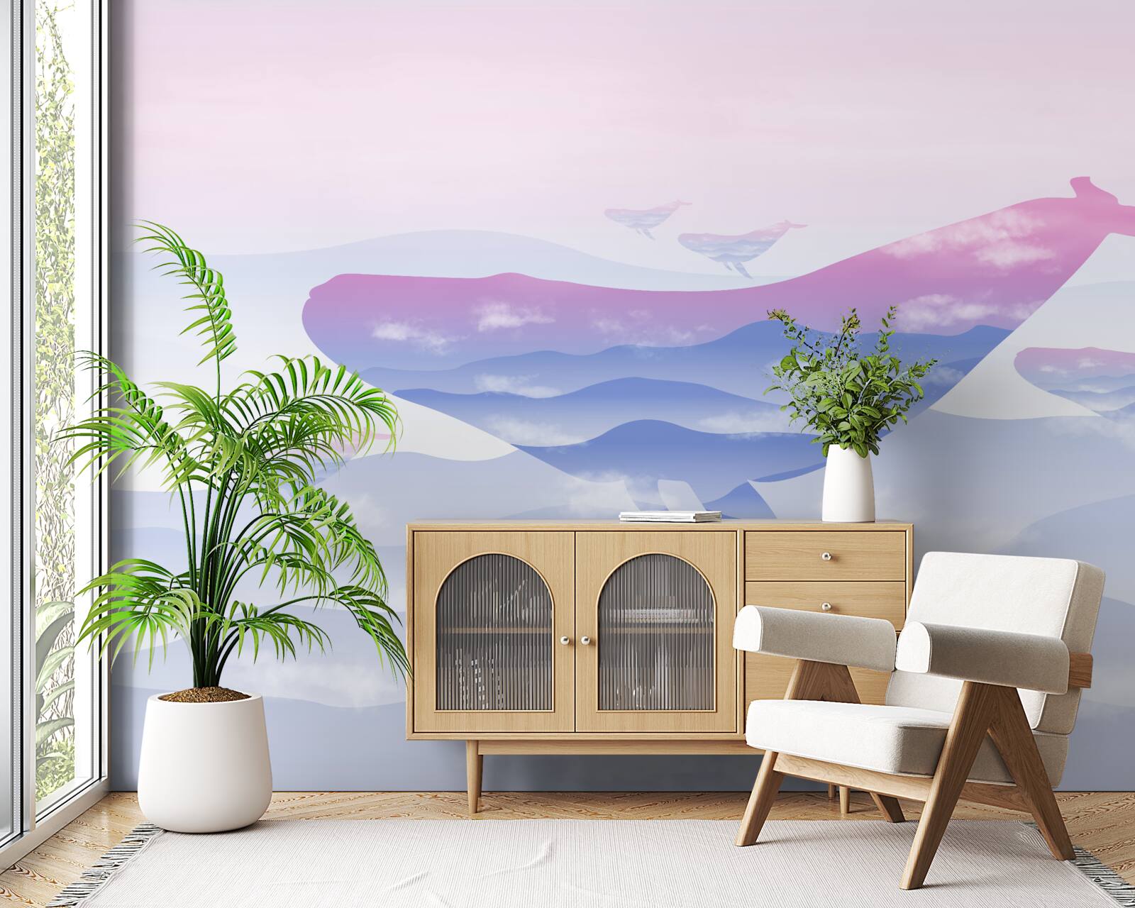 Fototapeta veľryba vznášajúca sa medzi oblakmi