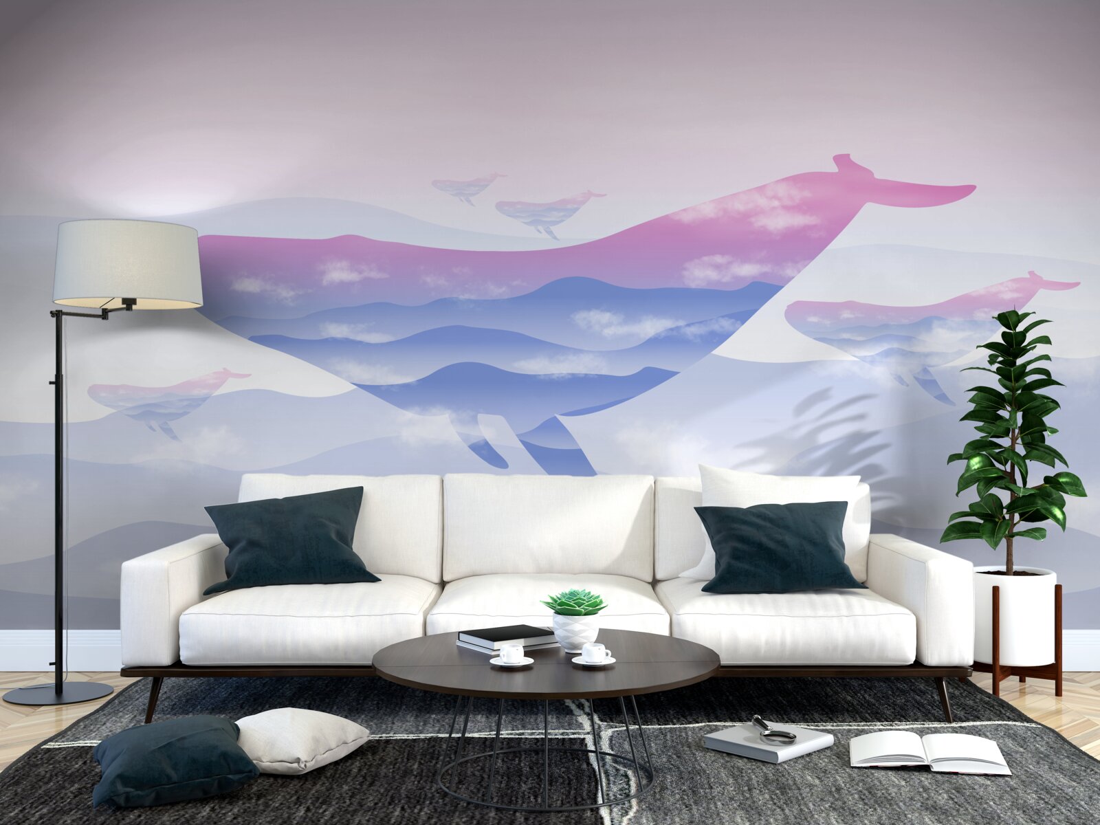 Fototapeta veľryba vznášajúca sa medzi oblakmi