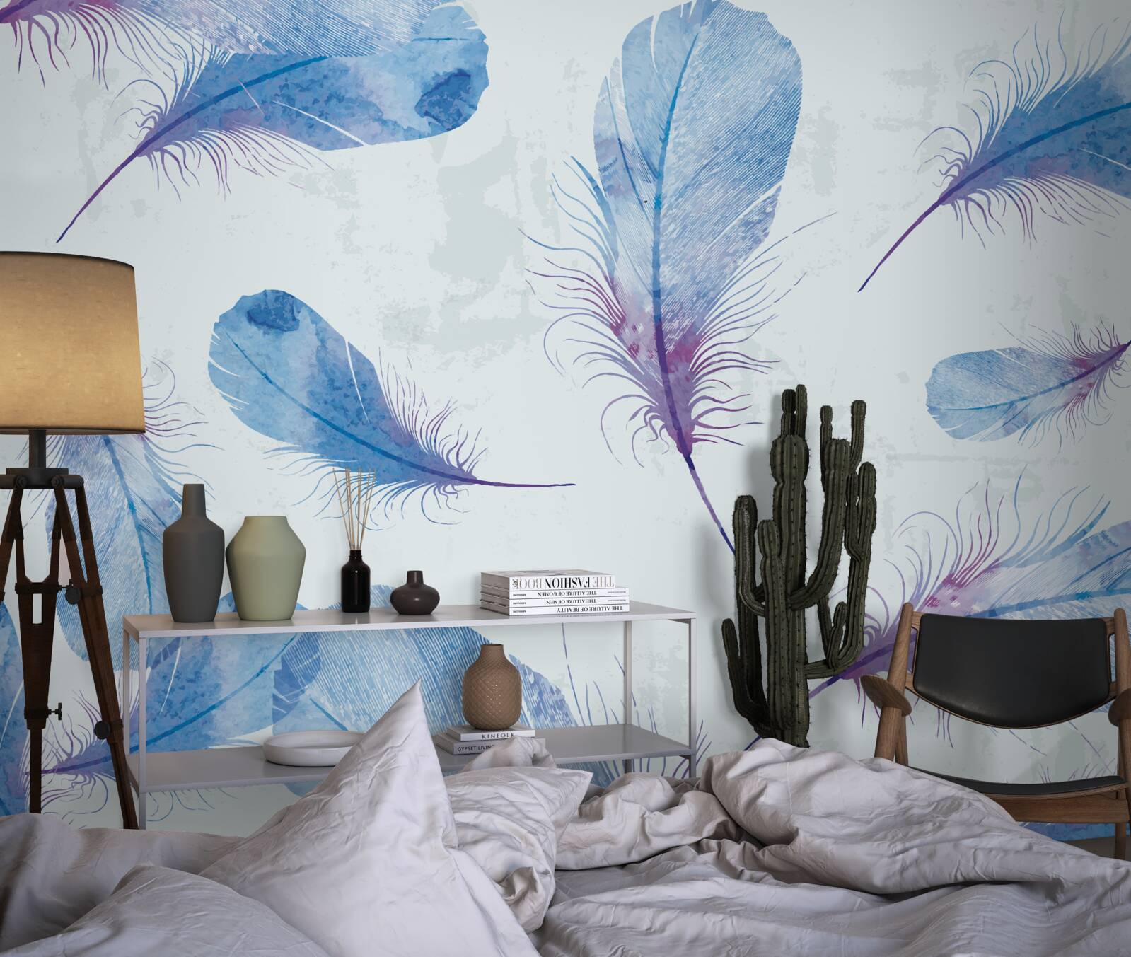 Fototapeta modré pierka sú umiestnené na bielom pozadí