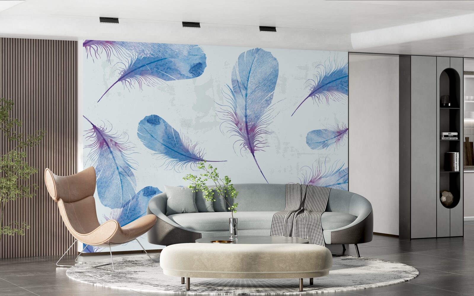 Fototapeta modré pierka sú umiestnené na bielom pozadí