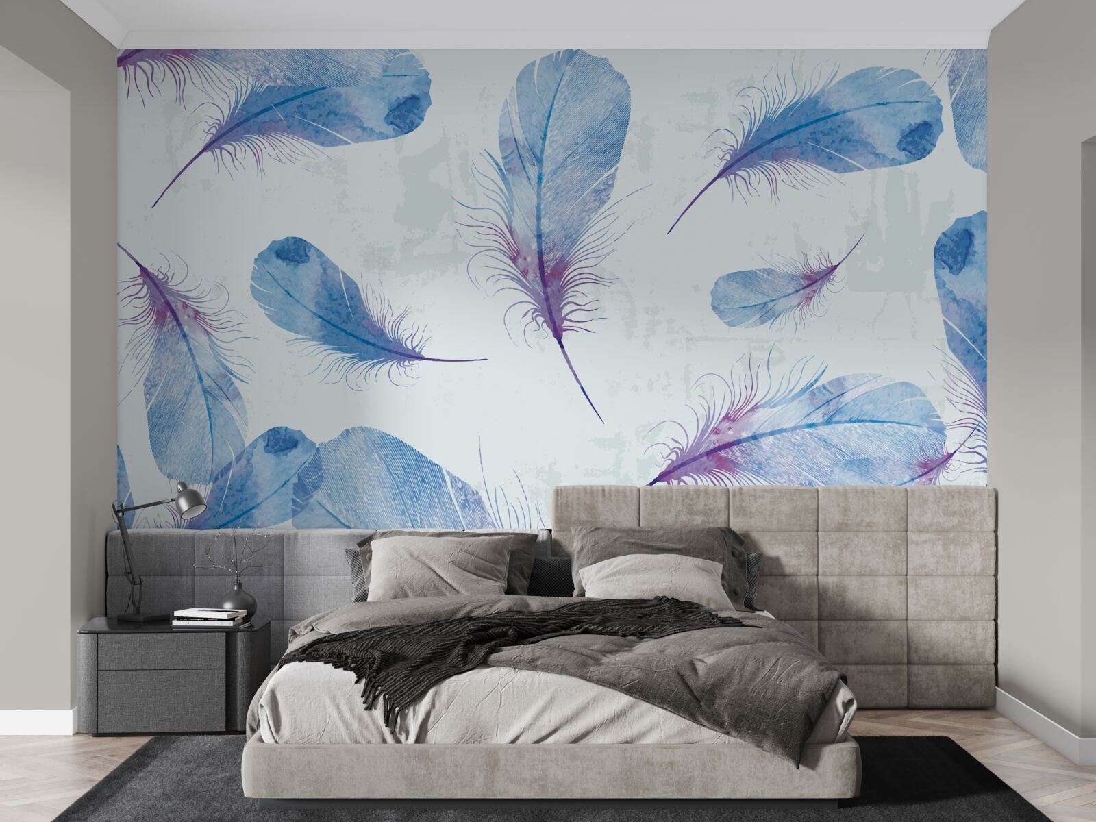 Fototapeta modré pierka sú umiestnené na bielom pozadí