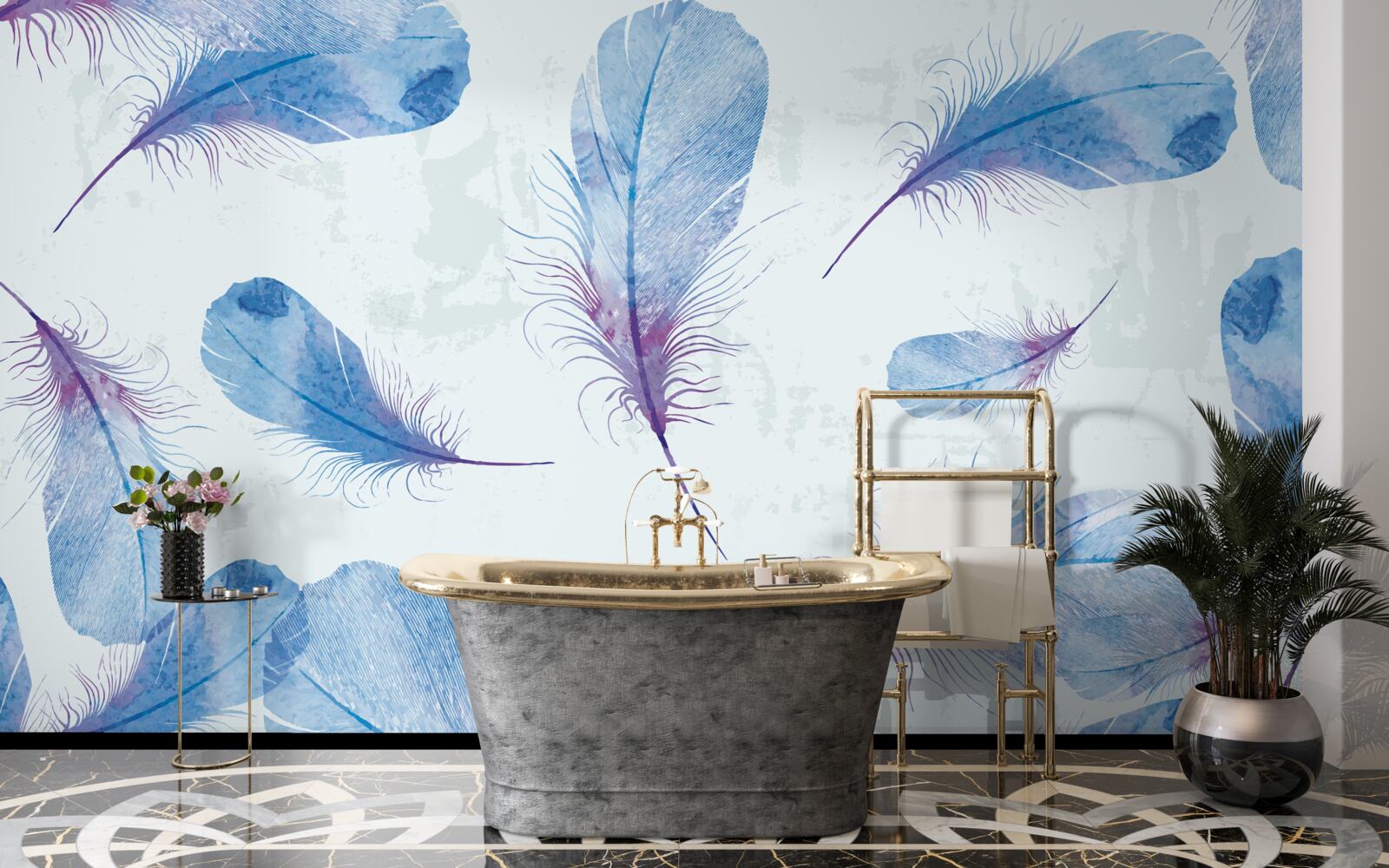 Fototapeta modré pierka sú umiestnené na bielom pozadí