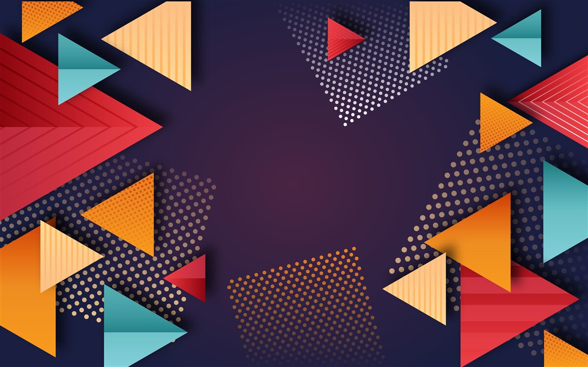 Fototapeta trojuholníky rôznych odtieňov na fialovom pozadí