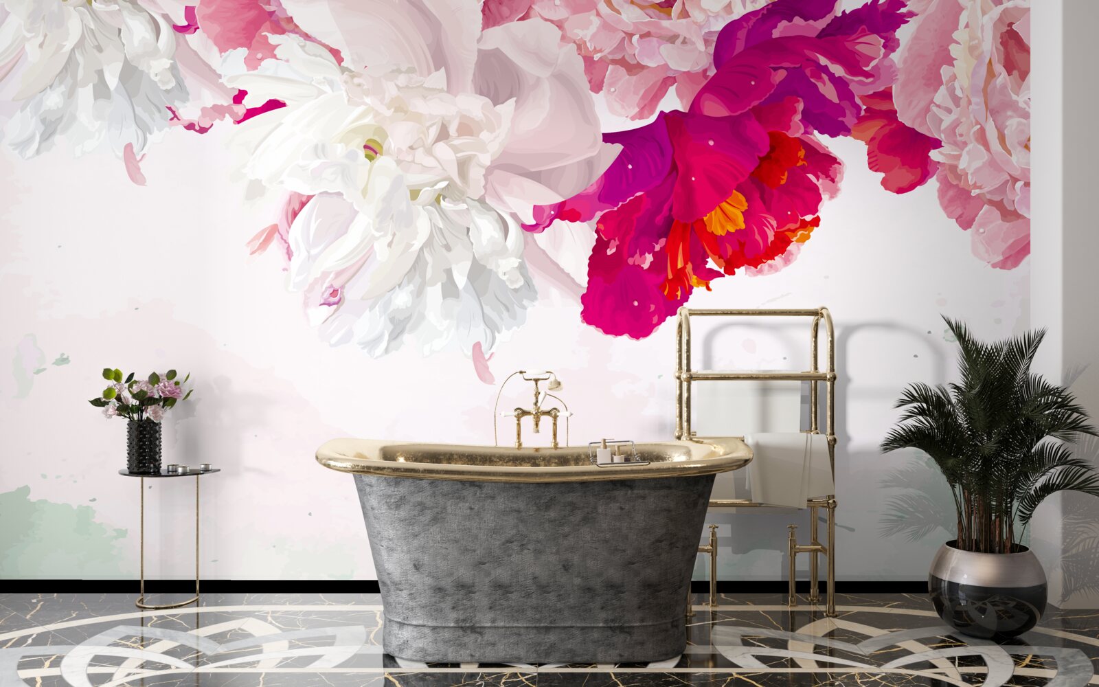 Fototapeta pozadie v odtieňoch bielej so sýtymi farbami