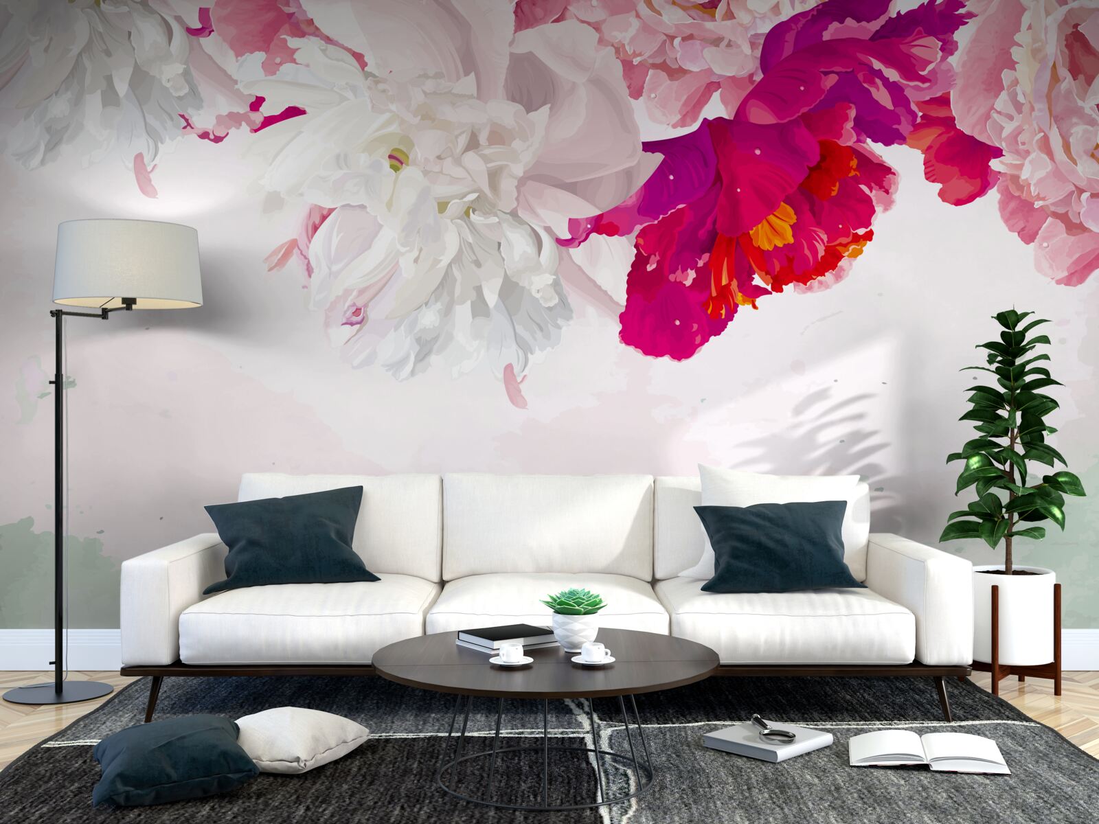 Fototapeta pozadie v odtieňoch bielej so sýtymi farbami