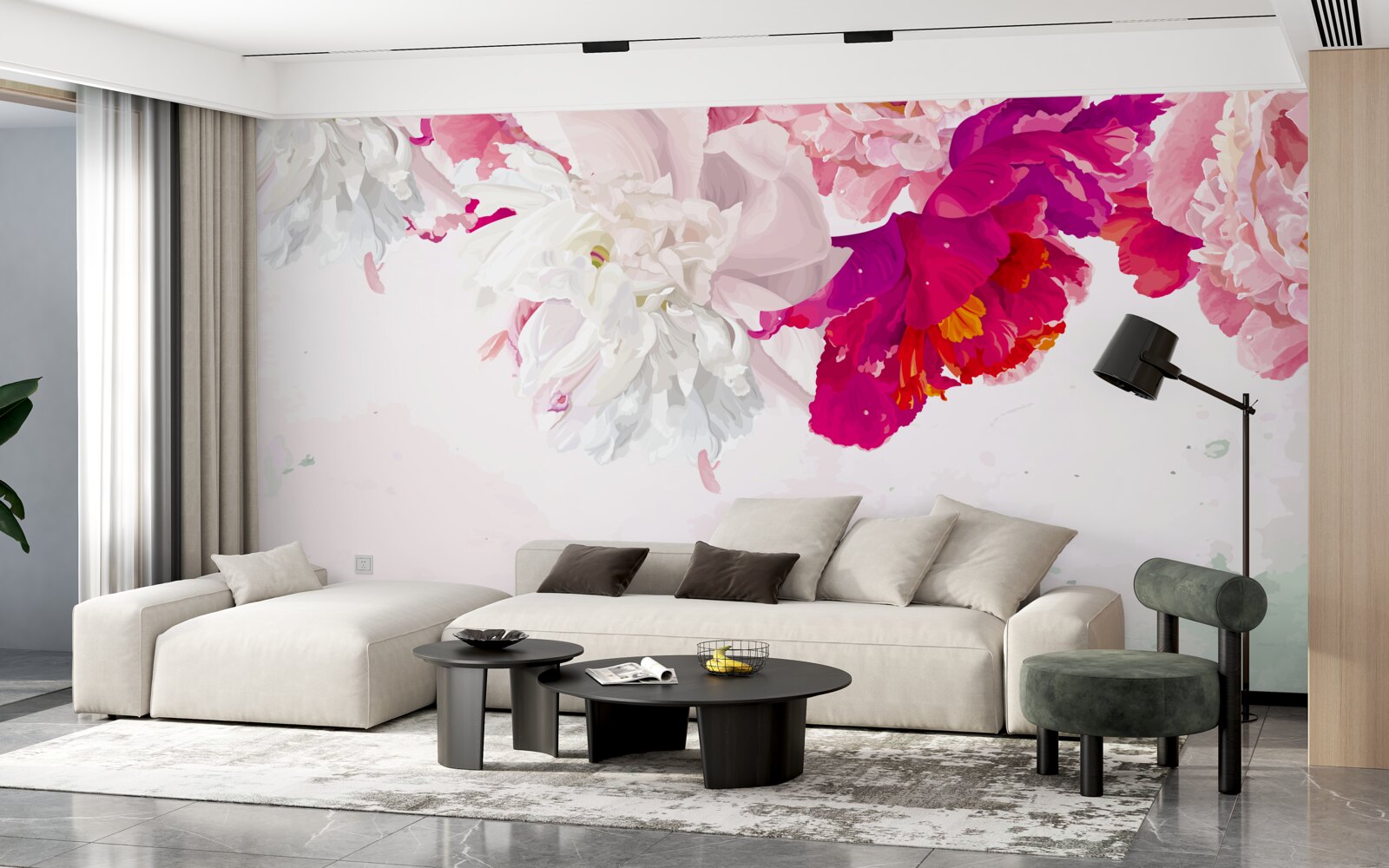 Fototapeta pozadie v odtieňoch bielej so sýtymi farbami