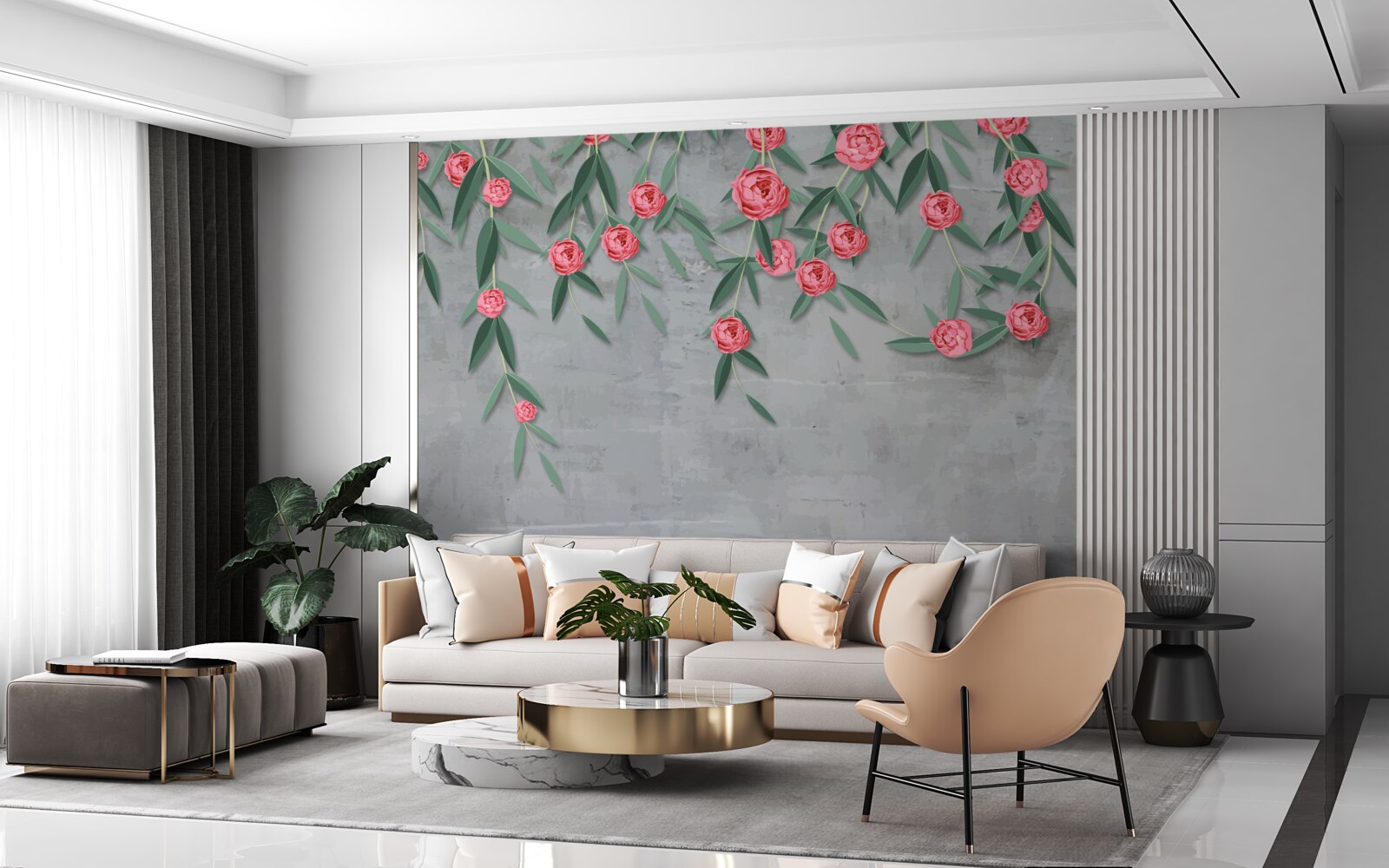 Fototapeta kvetinové nokturno v ružových tónoch