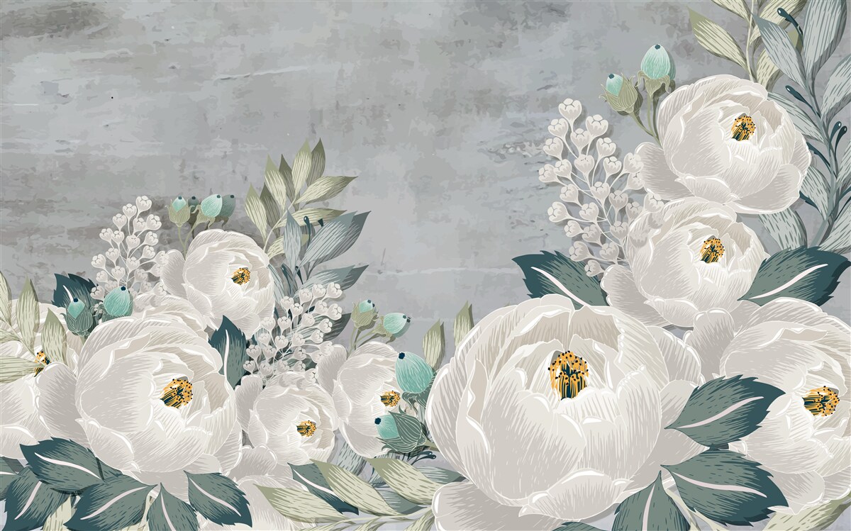 Fototapeta biele pivonky o polnoci