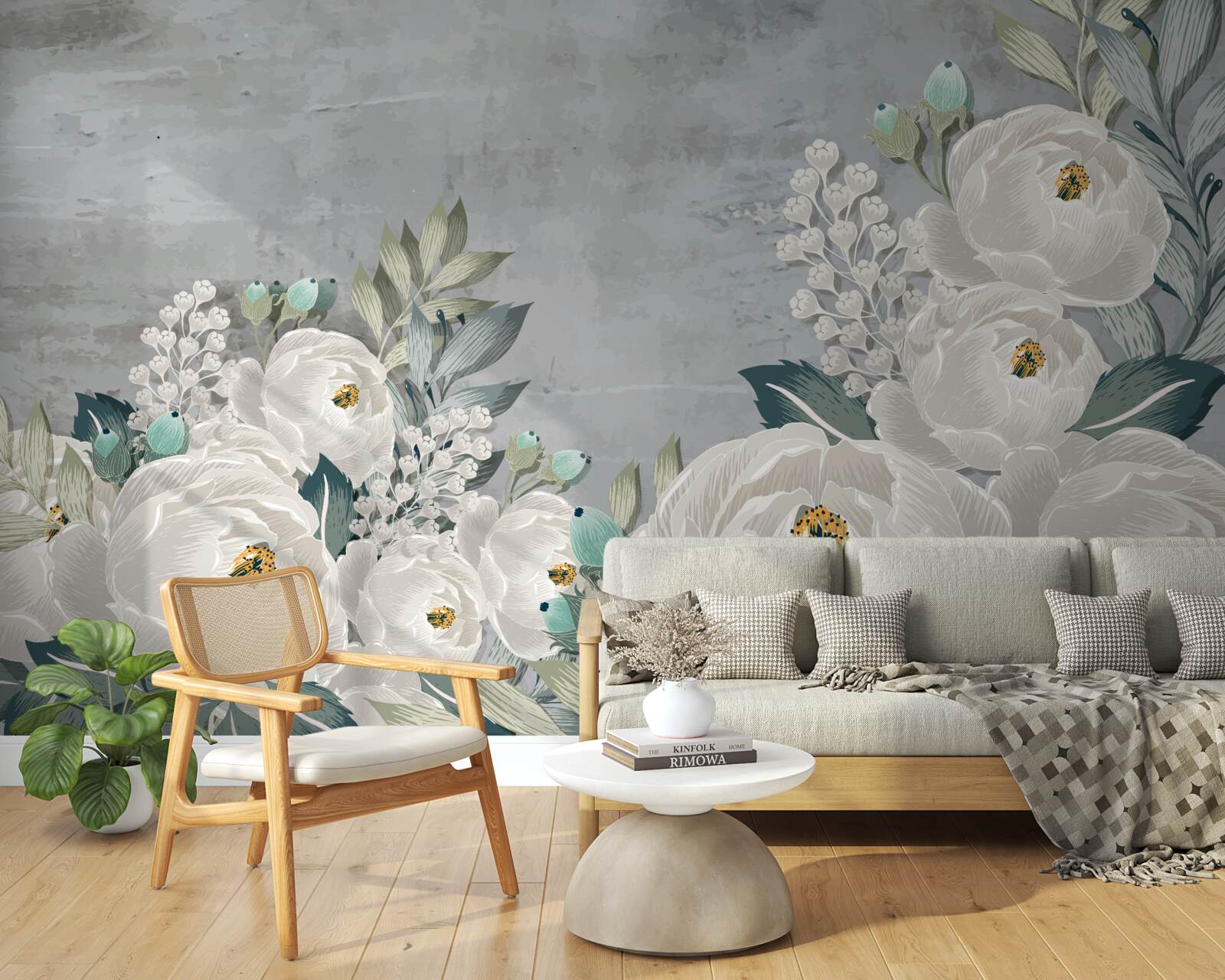 Fototapeta biele pivonky o polnoci