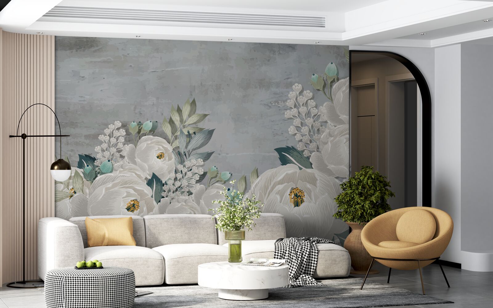 Fototapeta biele pivonky o polnoci