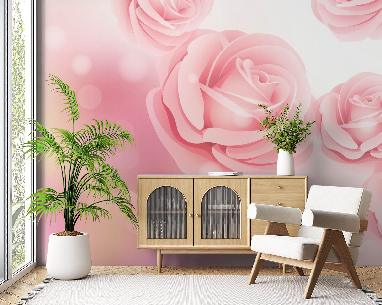 Fototapeta jemné kvety ruží v ružovom odtieni