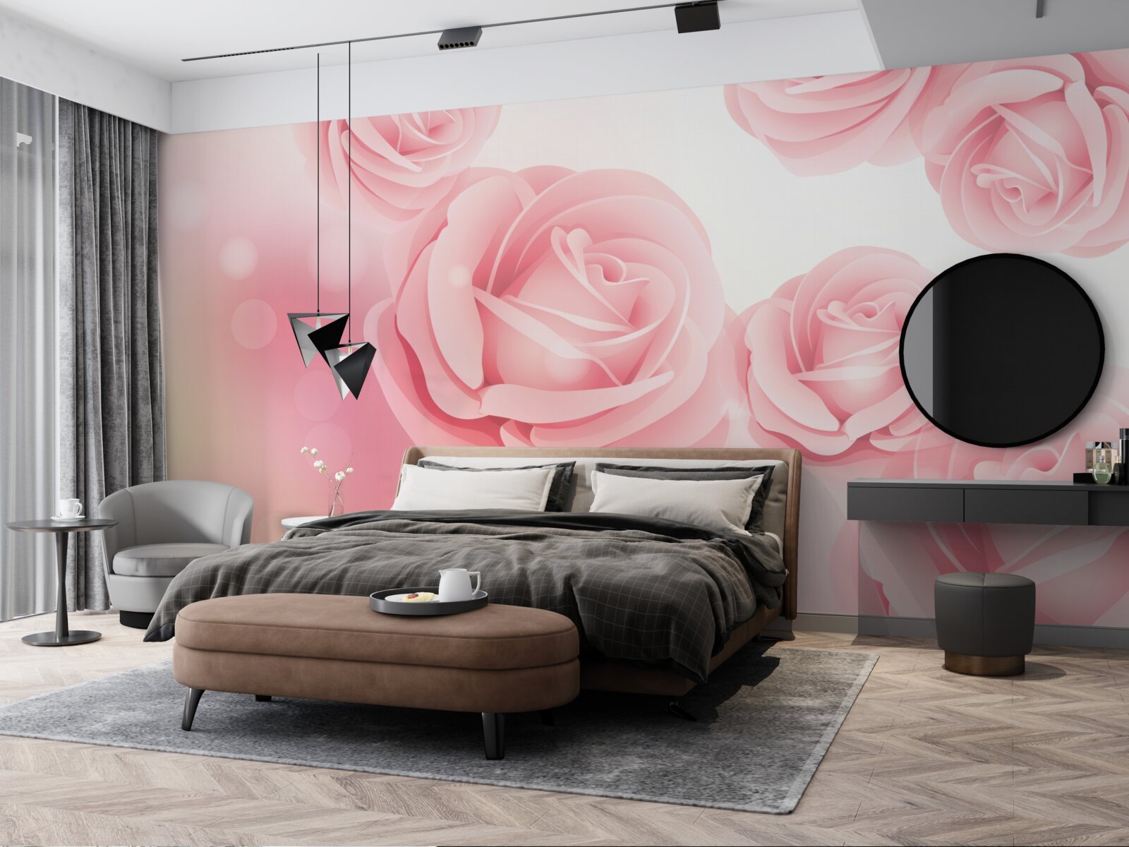 Fototapeta jemné kvety ruží v ružovom odtieni