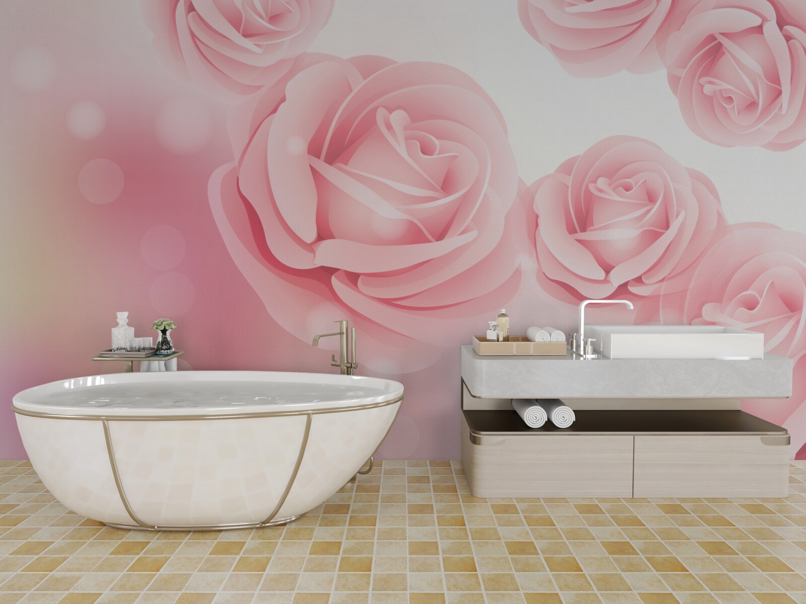 Fototapeta jemné kvety ruží v ružovom odtieni