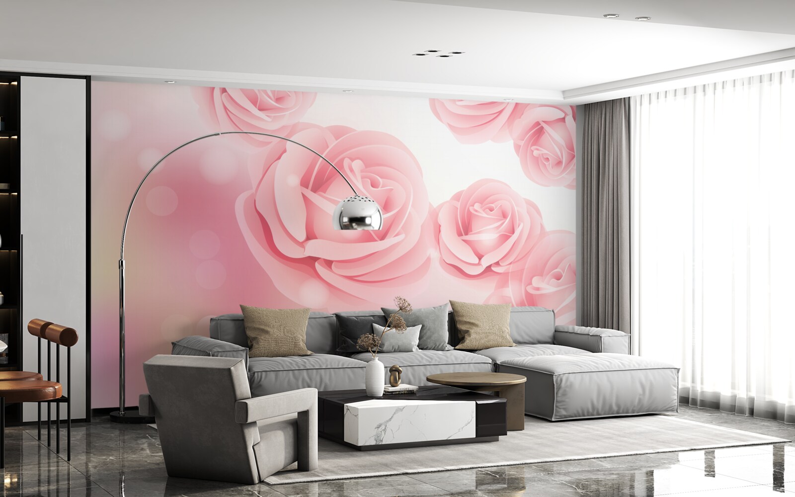 Fototapeta jemné kvety ruží v ružovom odtieni