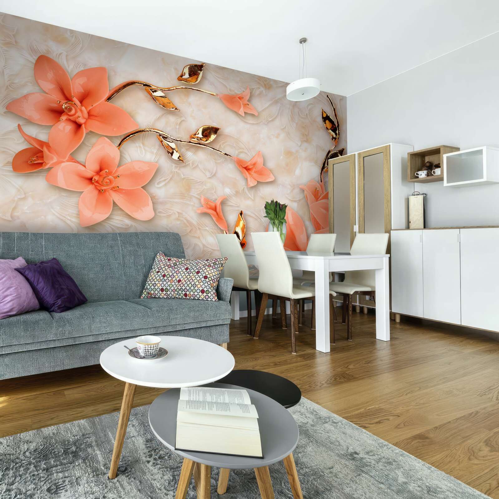 Fototapeta magnólia kvitnúca broskyňovými odtieňmi