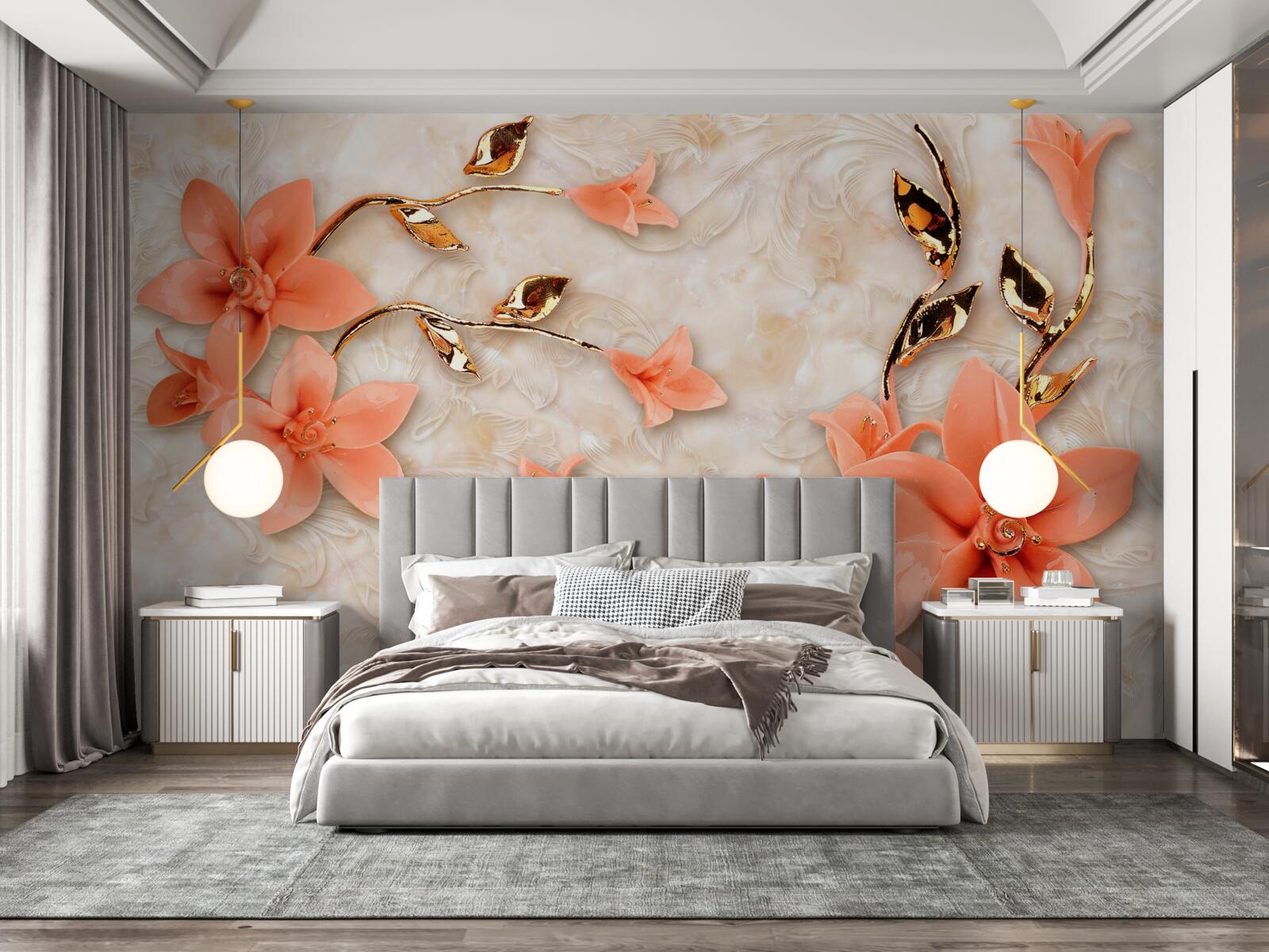 Fototapeta magnólia kvitnúca broskyňovými odtieňmi