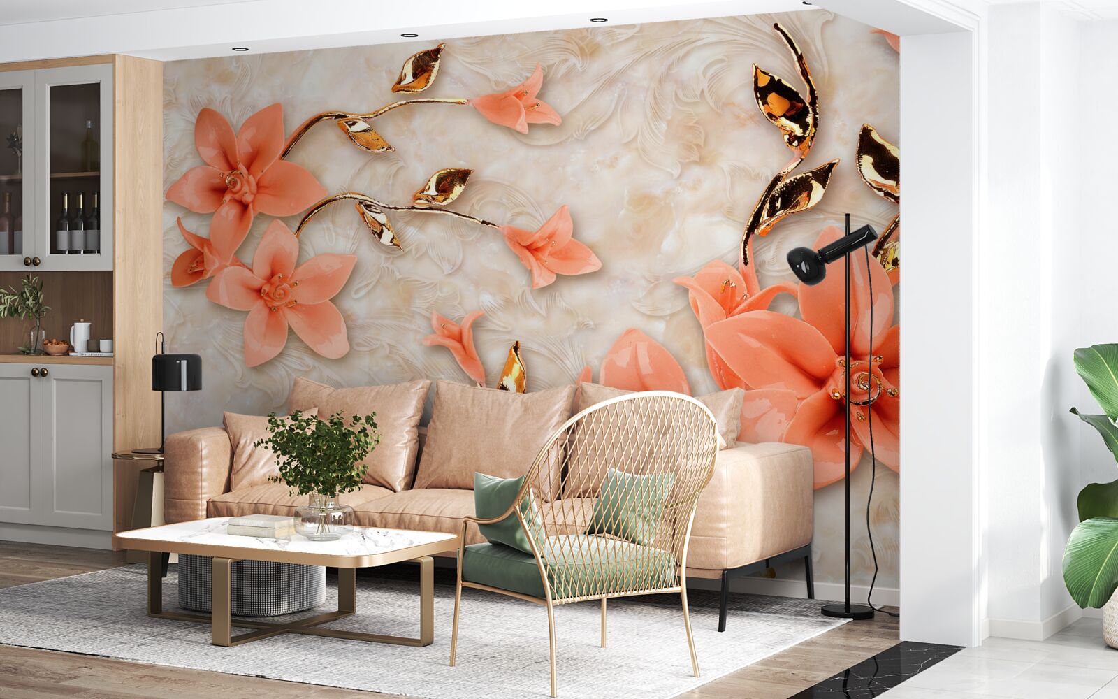 Fototapeta magnólia kvitnúca broskyňovými odtieňmi