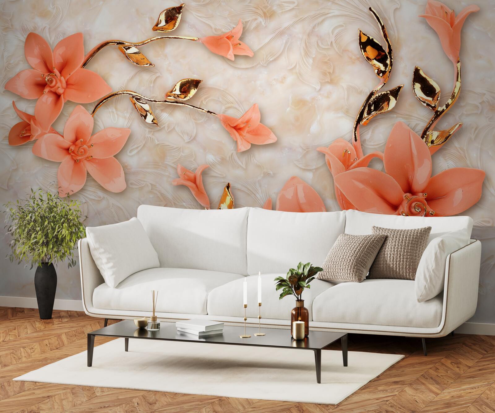 Fototapeta magnólia kvitnúca broskyňovými odtieňmi