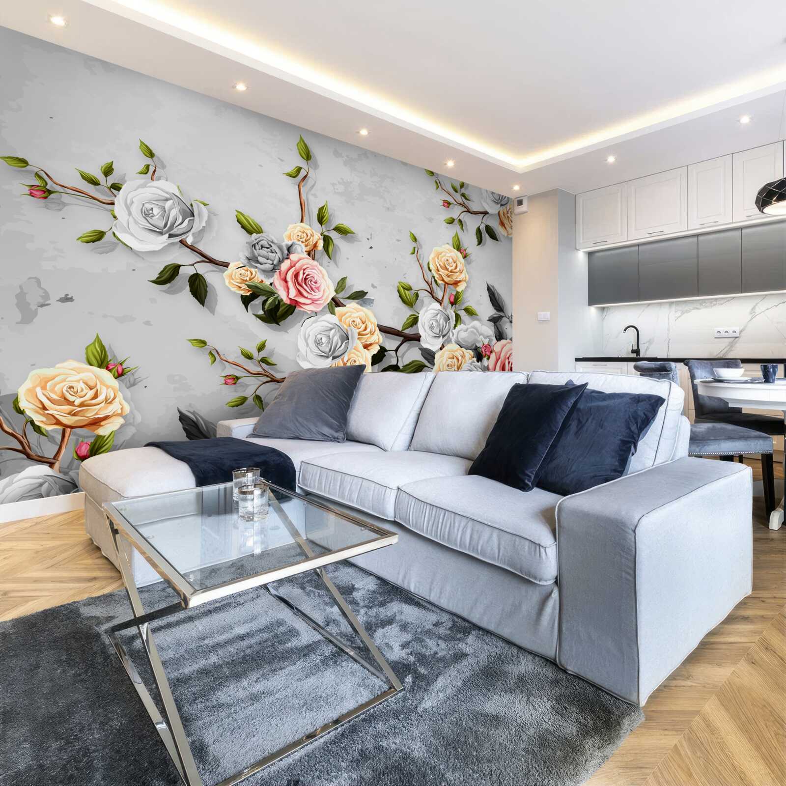 Fototapeta ružové konáre vo vintage štýle