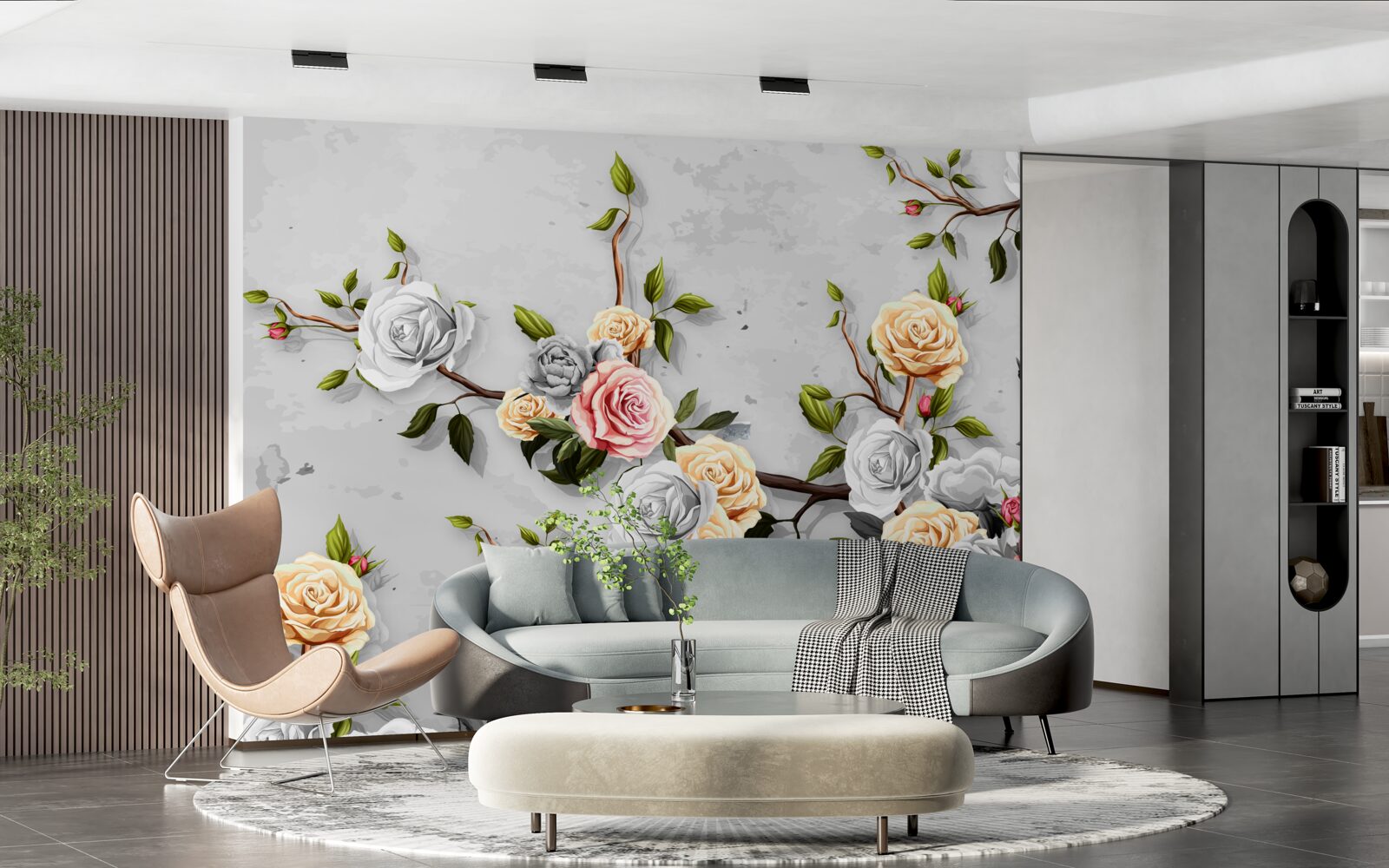 Fototapeta ružové konáre vo vintage štýle