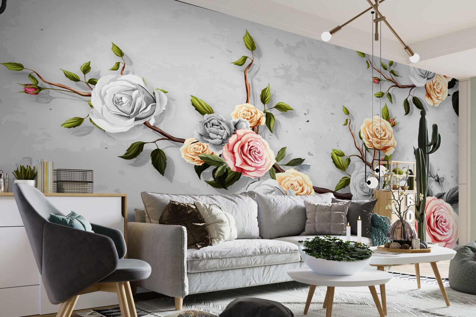 Fototapeta ružové konáre vo vintage štýle