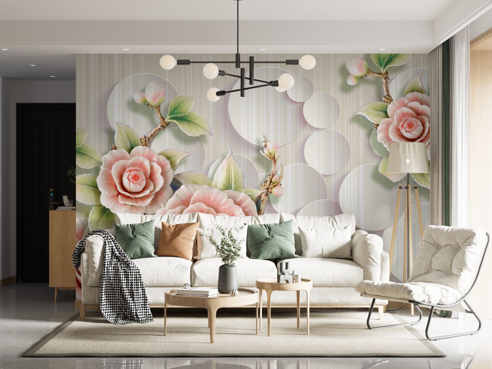 Fototapeta svetlý podklad zdobí jemná ruža vo farbe čaju