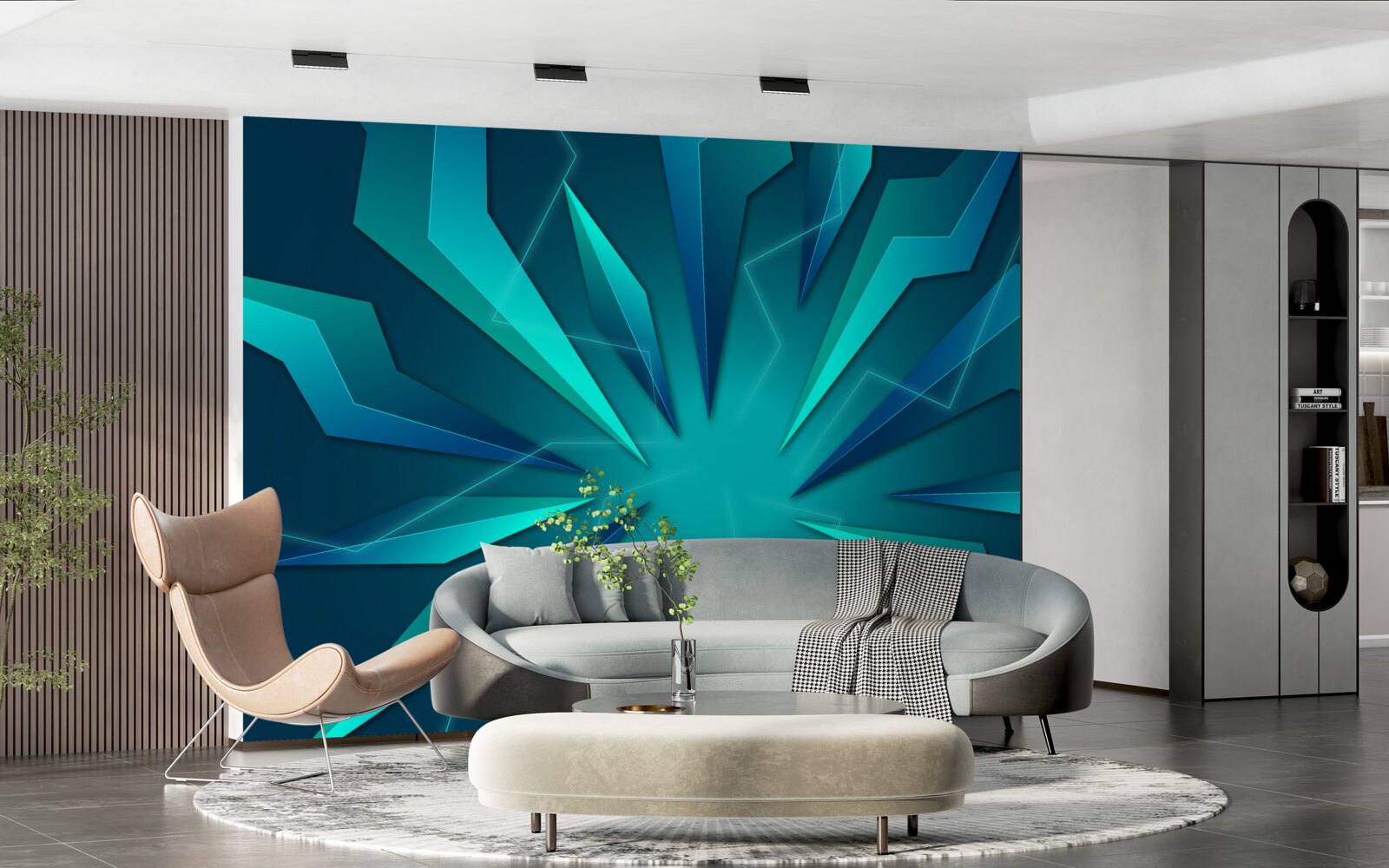 Fototapeta krivky vĺn modrej a tyrkysovej