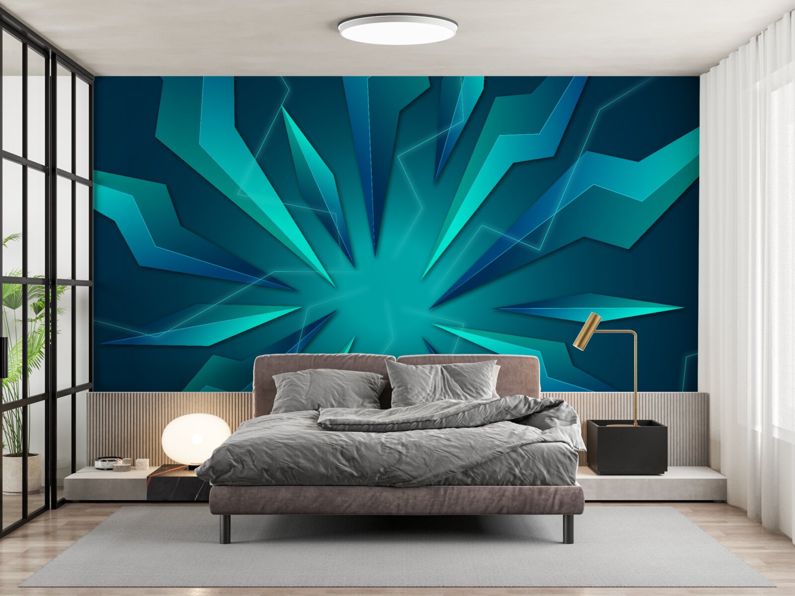 Fototapeta krivky vĺn modrej a tyrkysovej