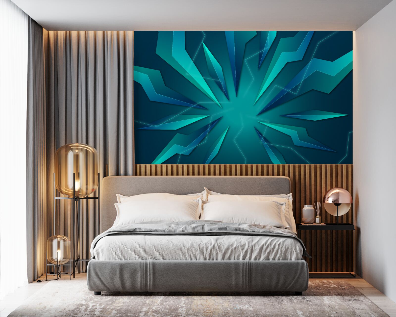 Fototapeta krivky vĺn modrej a tyrkysovej