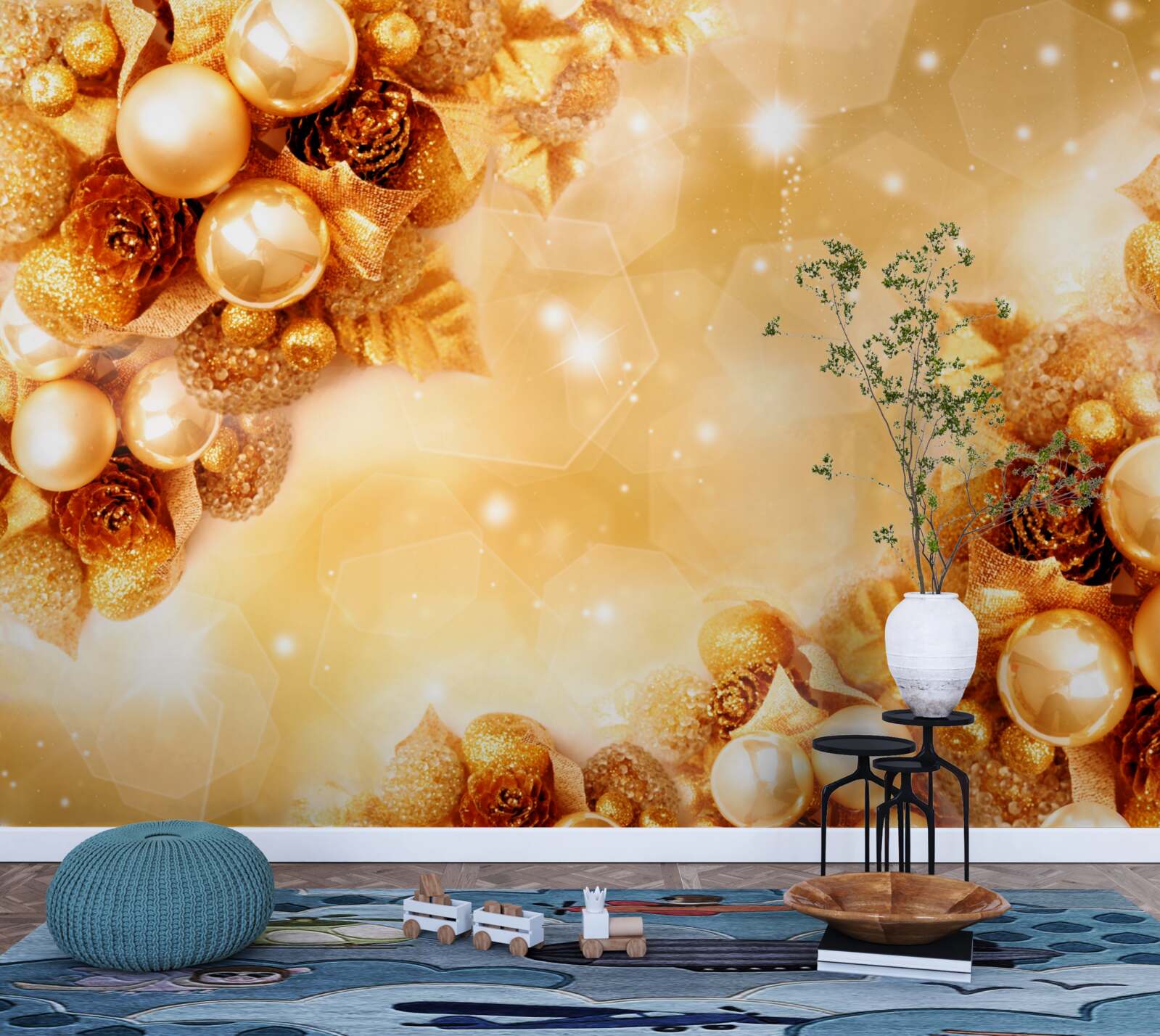 Fototapeta zlaté perly na zlatých listoch