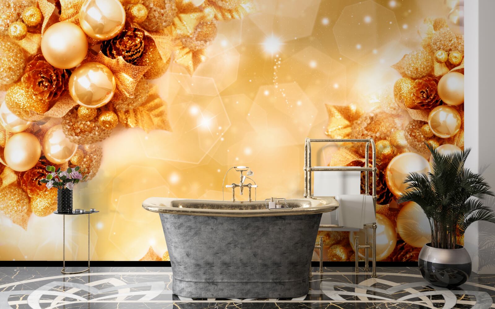 Fototapeta zlaté perly na zlatých listoch